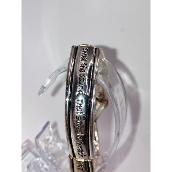 NWOT! Two-Tone Angel Wing Amazing Grace Prayer Stretch 2 5/8" Bracelet! - Picture 5 of 8